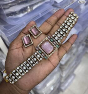 Ad-Choker-white-with-one-pink-Big-Stone